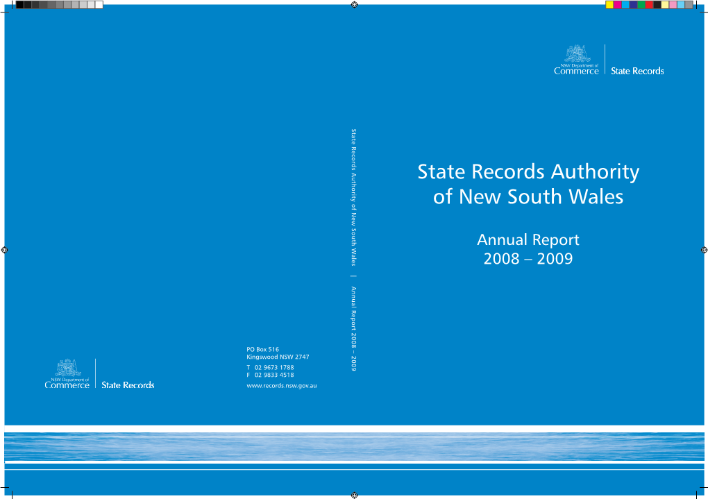 State Records Authority of New South Wales | Annual Report 2008 – 2009 – 2008 Report Annual | Wales South New of Authority Records State