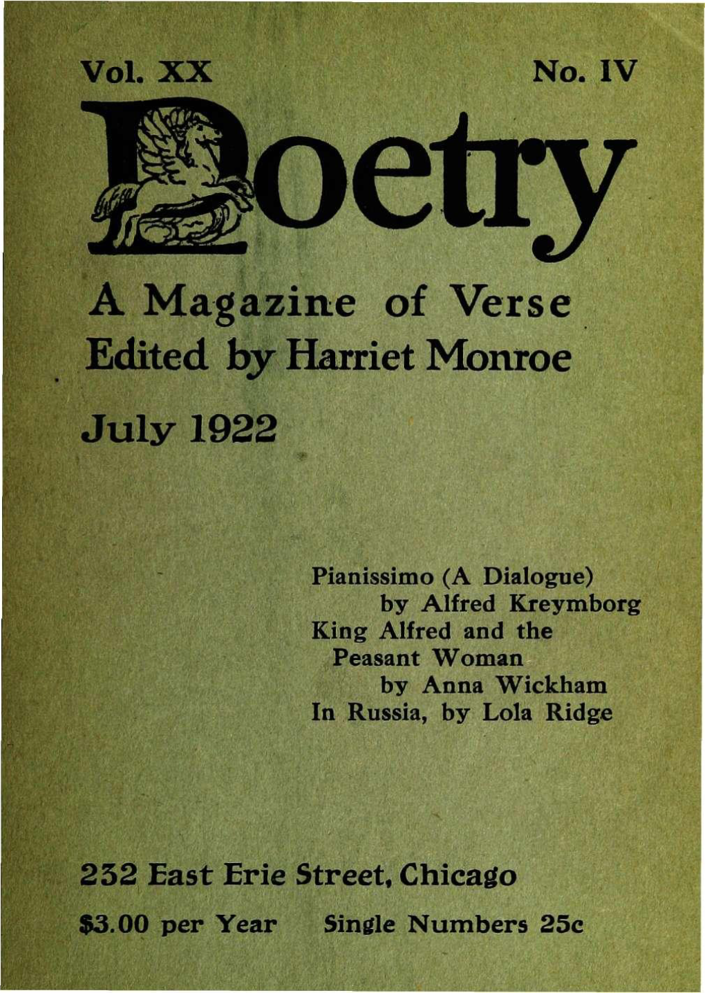 A Magazine of Verse Edited by Harriet Monroe July 1922