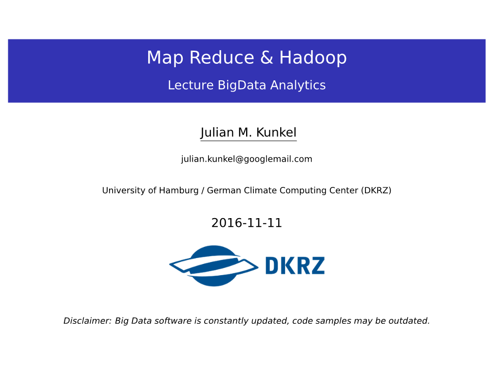 Map Reduce & Hadoop Lecture Bigdata Analytics