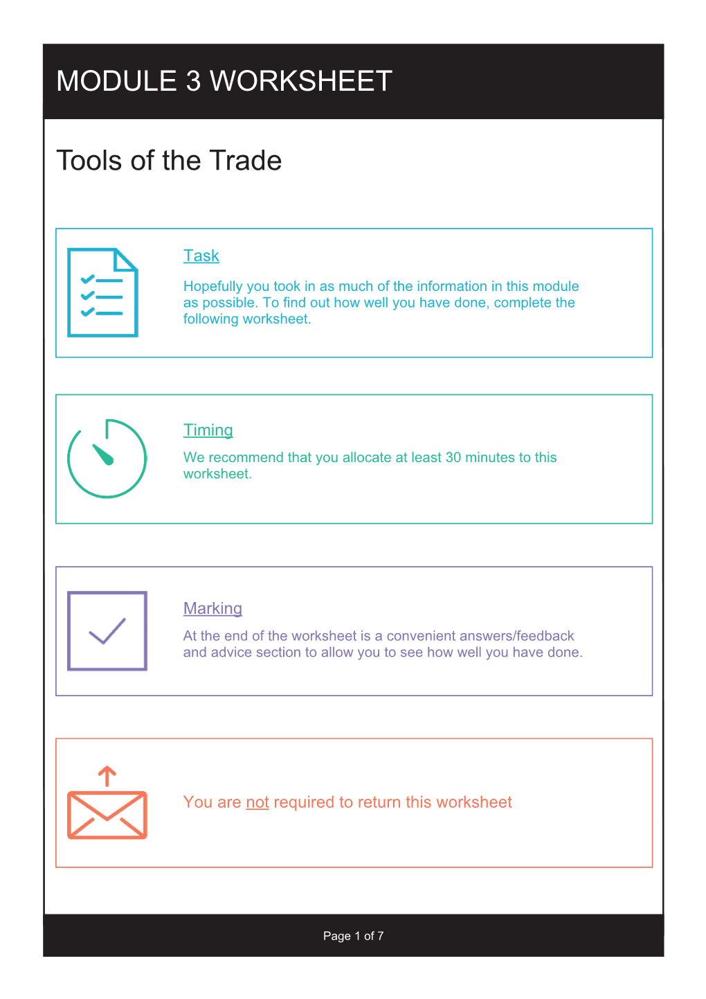 MODULE 3 WORKSHEET Tools of the Trade