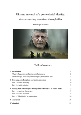 Ukraine in Search of a Post-Colonial Identity: De-Constructing Narratives Through Film
