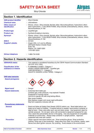 SAFETY DATA SHEET Ethyl Chloride