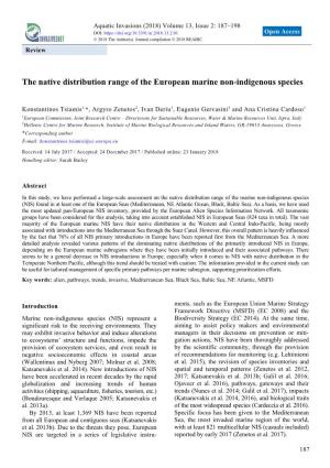 The Native Distribution Range of the European Marine Non-Indigenous Species