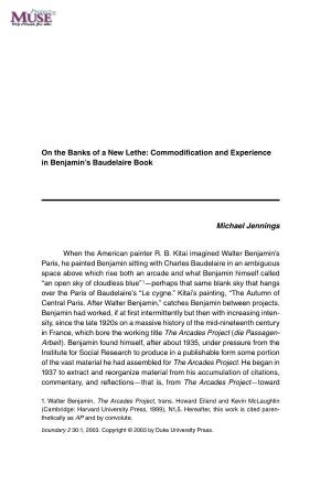 On the Banks of a New Lethe: Commodification and Experience In