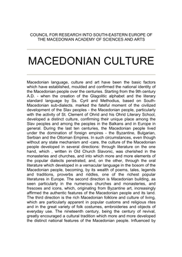 Macedonian Culture