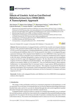 Effects of Linoleic Acid on Gut-Derived Bifidobacterium Breve