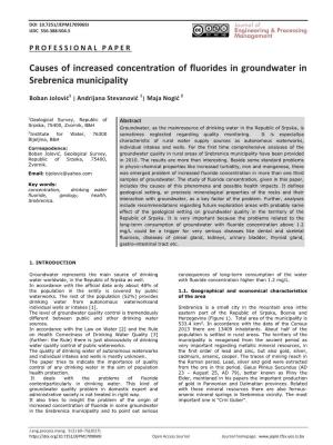 Causes of Increased Concentration of Fluorides in Groundwater in Srebrenica Municipality