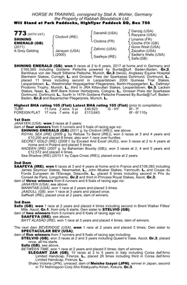 HORSE in TRAINING, Consigned by Stall A. Wohler, Germany the Property of Rabbah Bloodstock Ltd