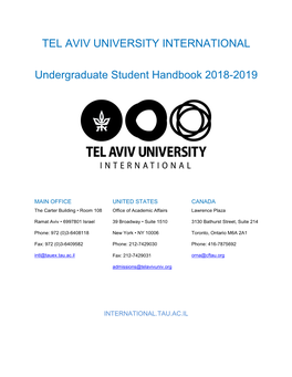 TEL AVIV UNIVERSITY INTERNATIONAL Undergraduate