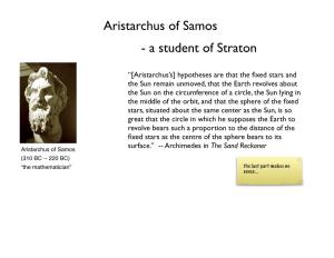 Aristarchus of Samos - a Student of Straton
