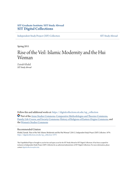 Rise of the Veil: Islamic Modernity and the Hui Woman Zainab Khalid SIT Study Abroad