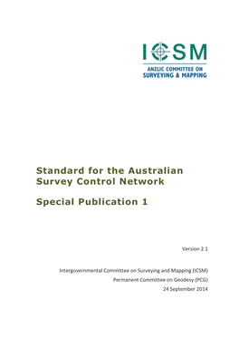 Standard for the Australian Survey Control Network Special Publication 1