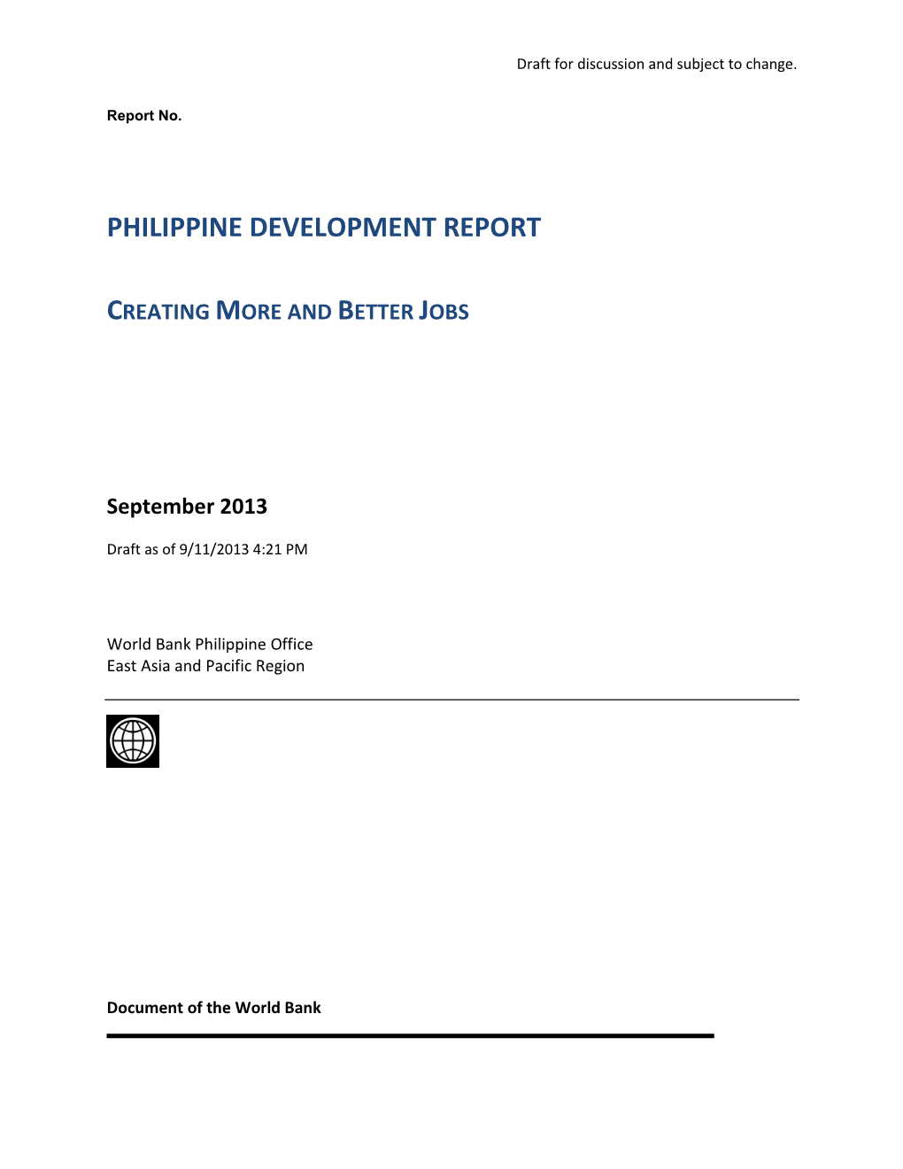 Philippine Development Report Creating More and Better Jobs
