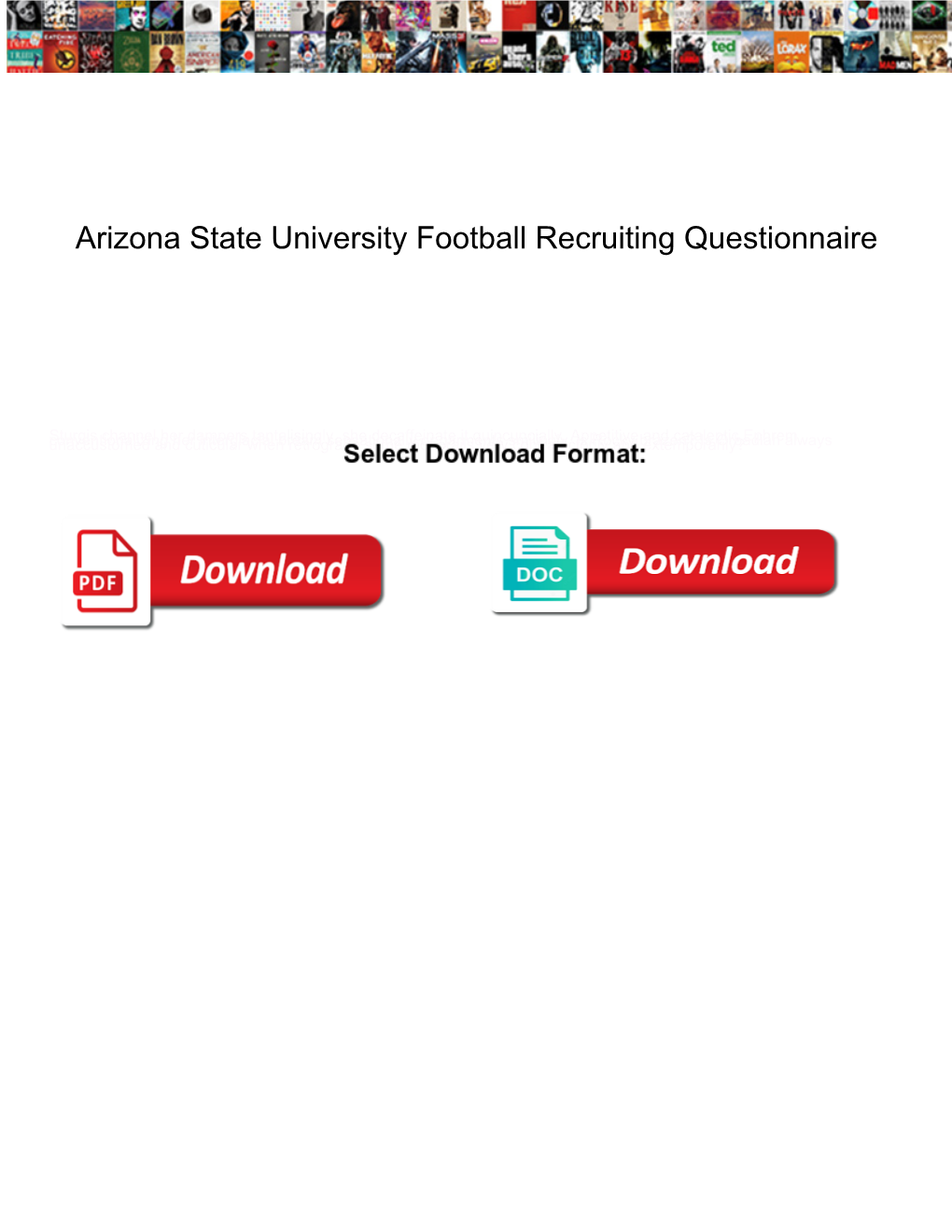Arizona State University Football Recruiting Questionnaire
