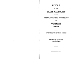 Report State Geologist Vermont