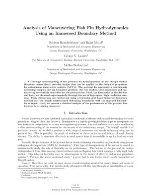 Analysis of Maneuvering Fish Fin Hydrodynamics Using an Immersed Boundary Method