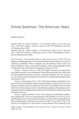 Emma Goldman: the American Years