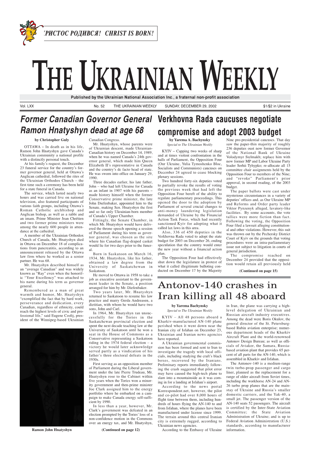 The Ukrainian Weekly 2002, No.52