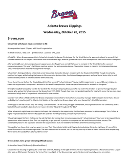 Atlanta Braves Clippings Wednesday, October 28, 2015 Braves.Com