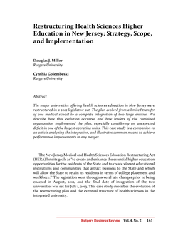 Restructuring Health Sciences Higher Education in New Jersey: Strategy, Scope, and Implementation