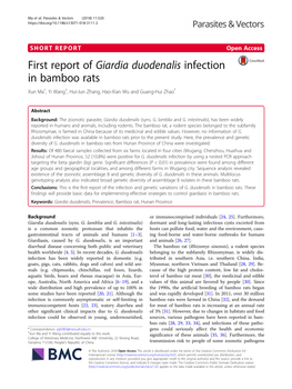 Giardia Duodenalis Infection in Bamboo Rats Xun Ma†, Yi Wang†, Hui-Jun Zhang, Hao-Xian Wu and Guang-Hui Zhao*
