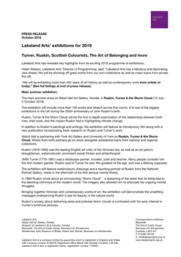 Lakeland Arts' Exhibitions for 2019