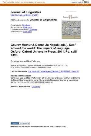 Journal of Linguistics Gaurav Mathur & Donna Jo Napoli