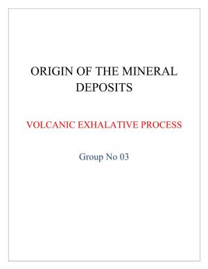 Origin of the Mineral Deposits