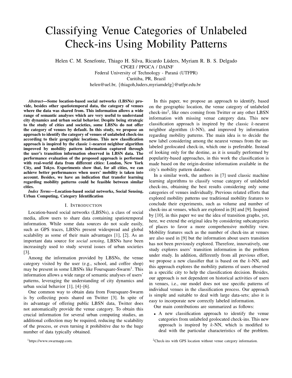 Classifying Venue Categories of Unlabeled Check-Ins Using Mobility Patterns