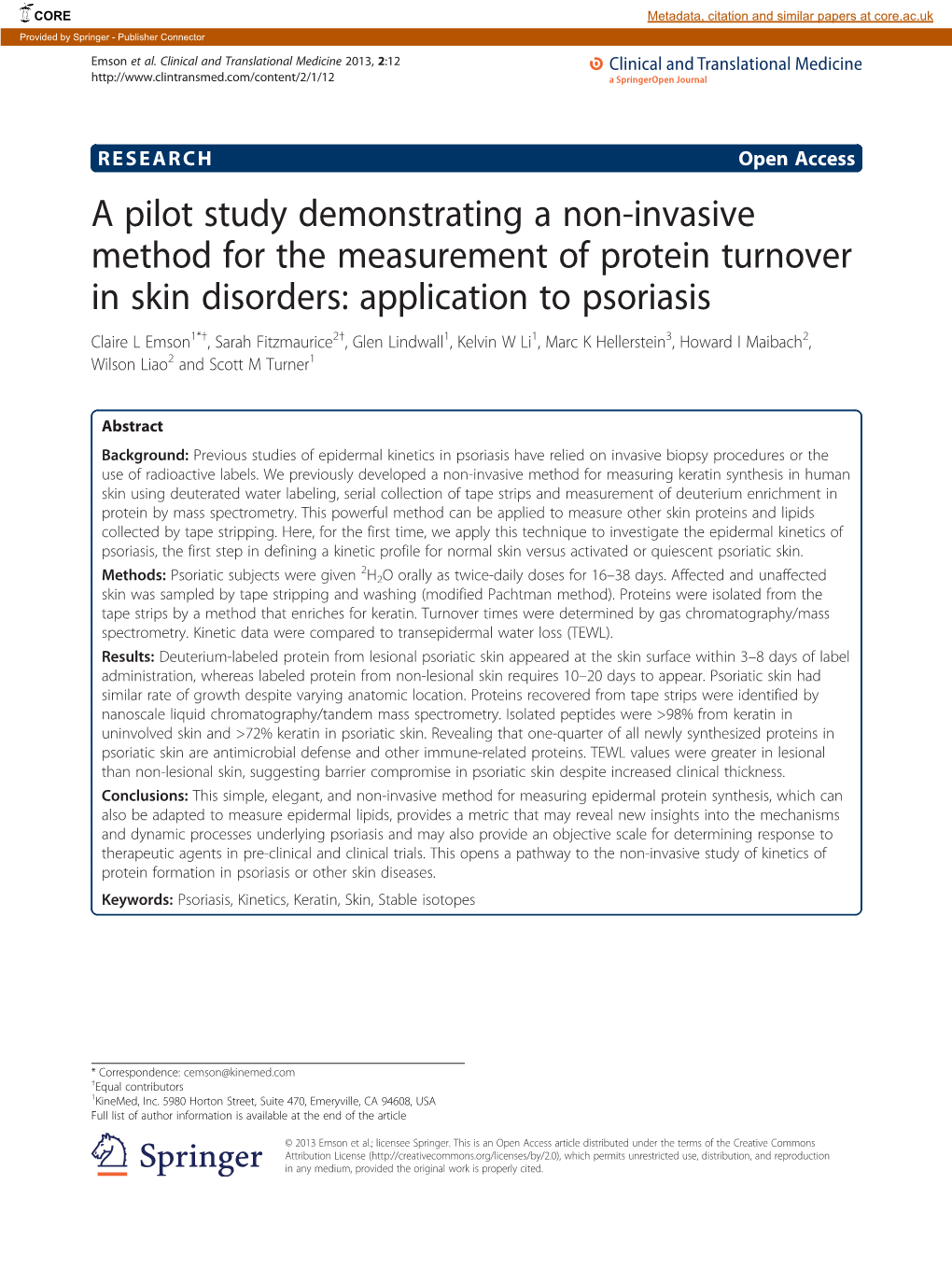 A Pilot Study Demonstrating a Non-Invasive Method For