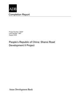 People's Republic of China: Shanxi Road Development II Project