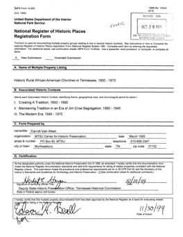 National Register of Historic Places Registration Form OCT