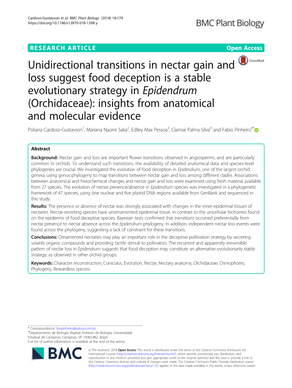 Unidirectional Transitions in Nectar Gain and Loss Suggest Food