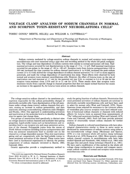 Voltage Clamp Analysis of Sodium Channels in Normal and Scorpion Toxin-Resistant Neuroblastoma Cells