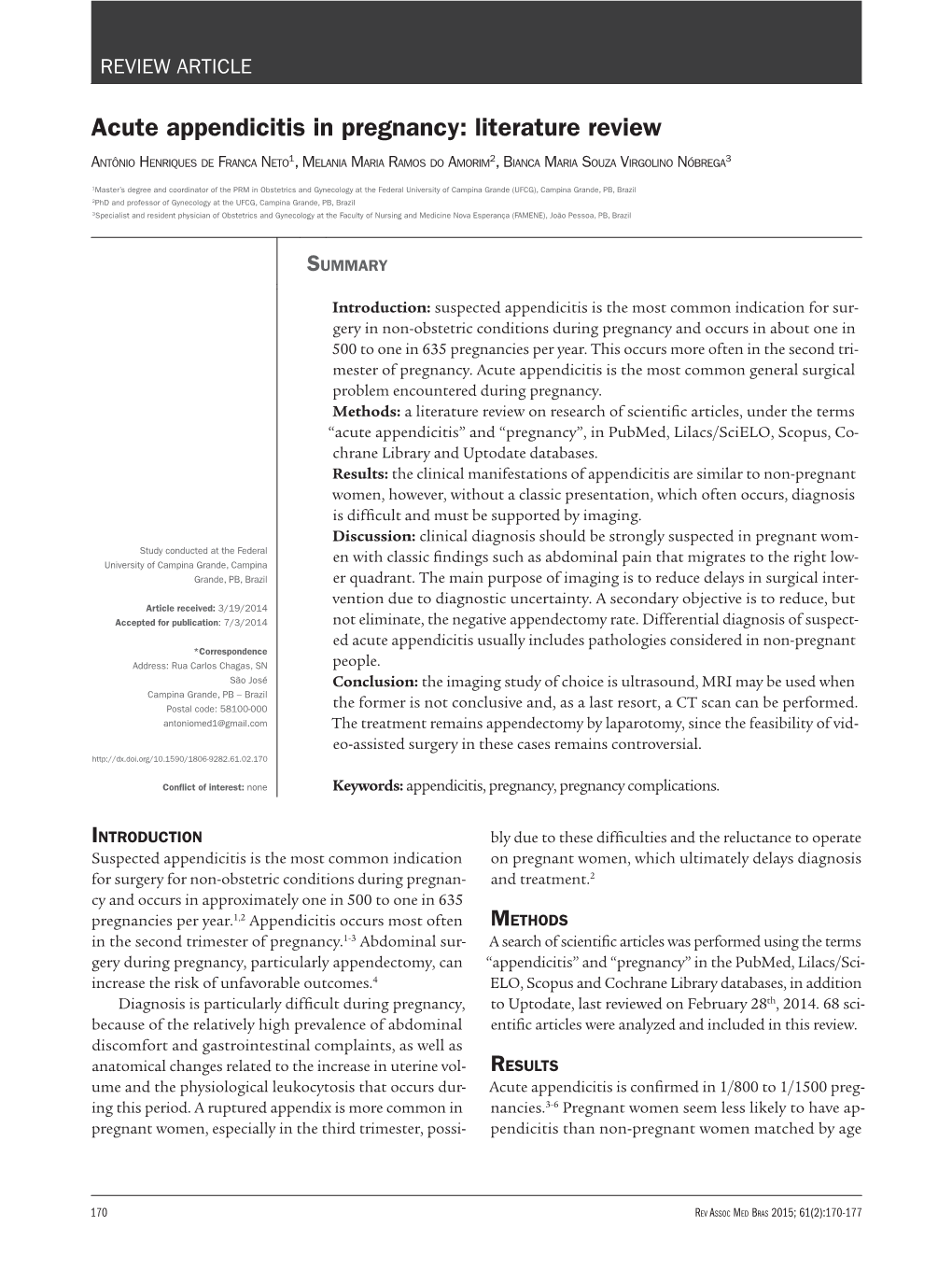 Acute Appendicitis in Pregnancy: Literature Review