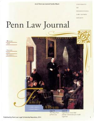 Penn Law Journal: Family Album UN I VERSITY