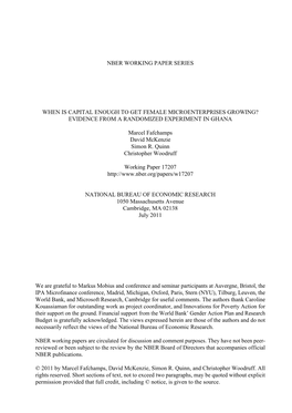 When Is Capital Enough to Get Female Microenterprises Growing? Evidence from a Randomized Experiment in Ghana