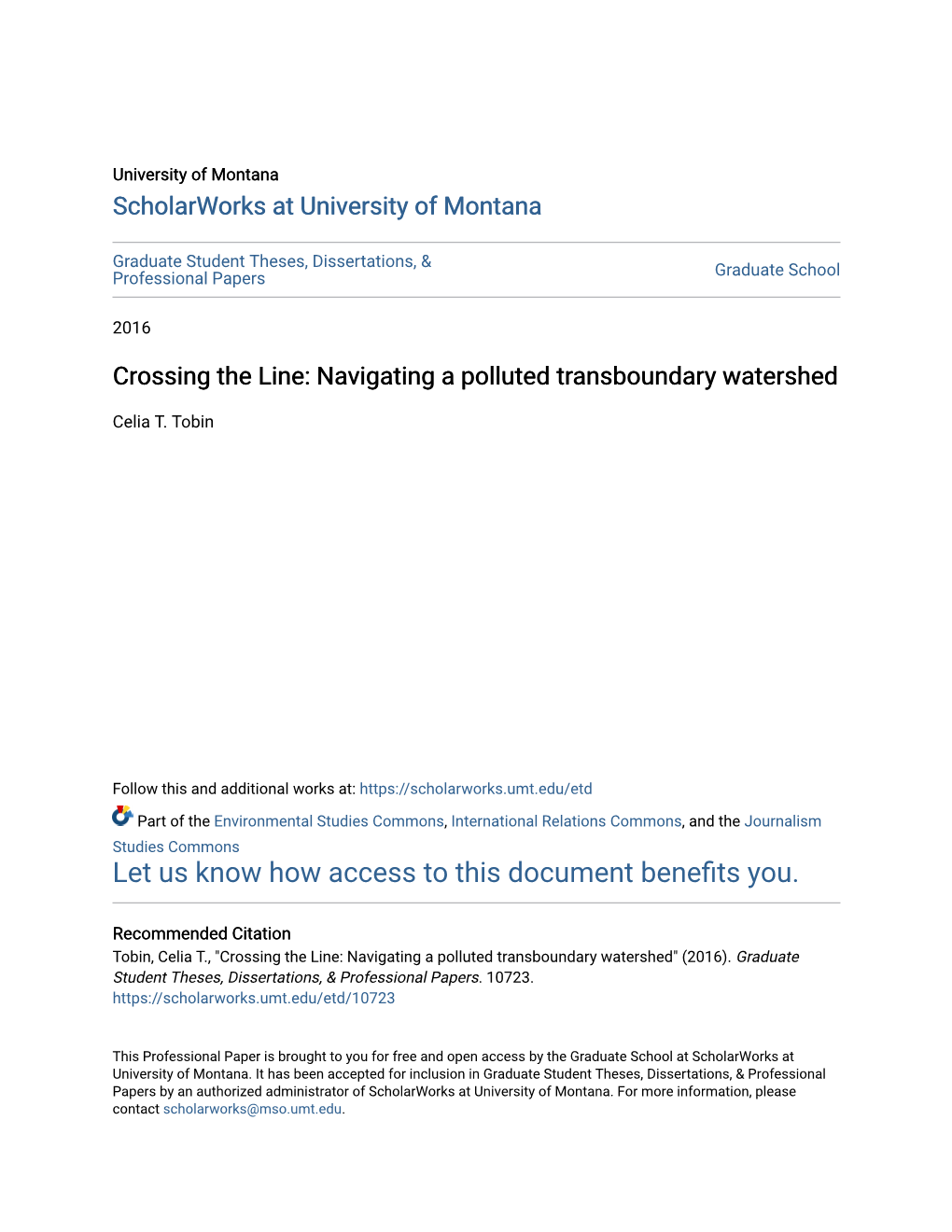 Navigating a Polluted Transboundary Watershed