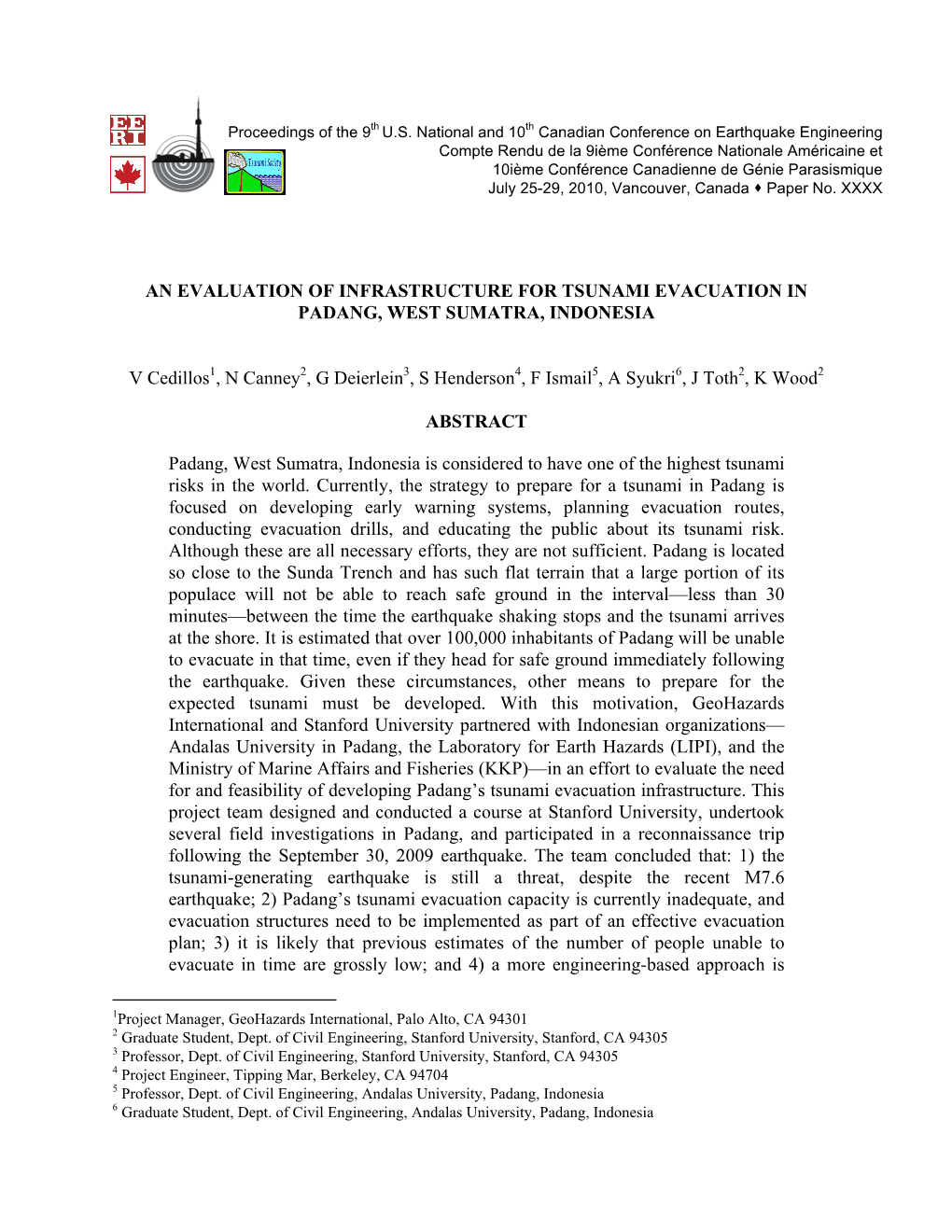 An Evaluation of Infrastructure for Tsunami Evacuation in Padang, West Sumatra, Indonesia