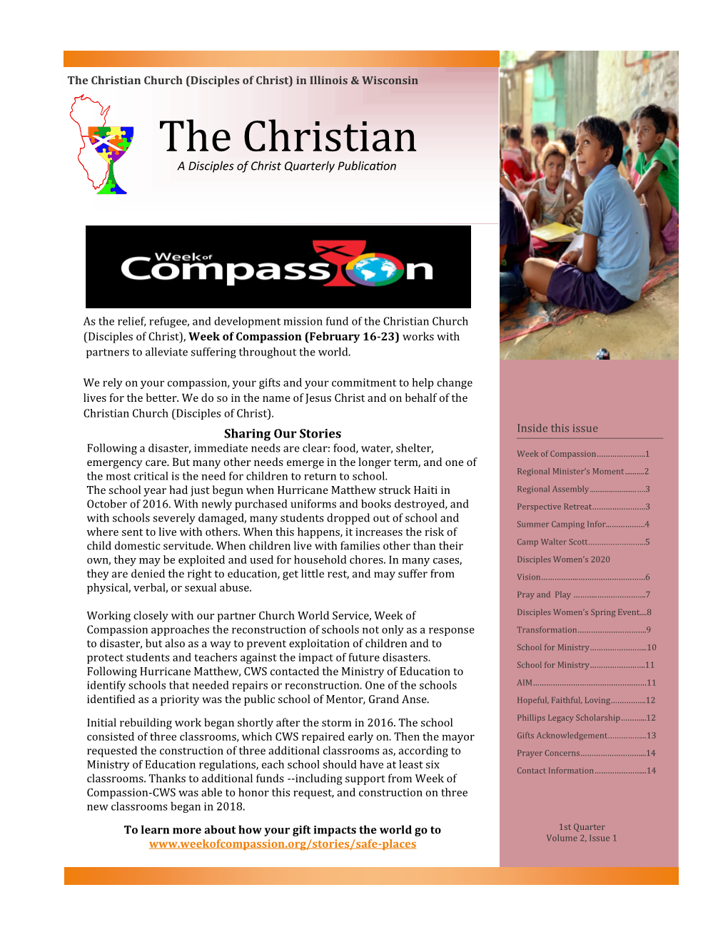 The Christian Church (Disciples of Christ) in Illinois & Wisconsin the Christian a Disciples of Christ Quarterly Publication