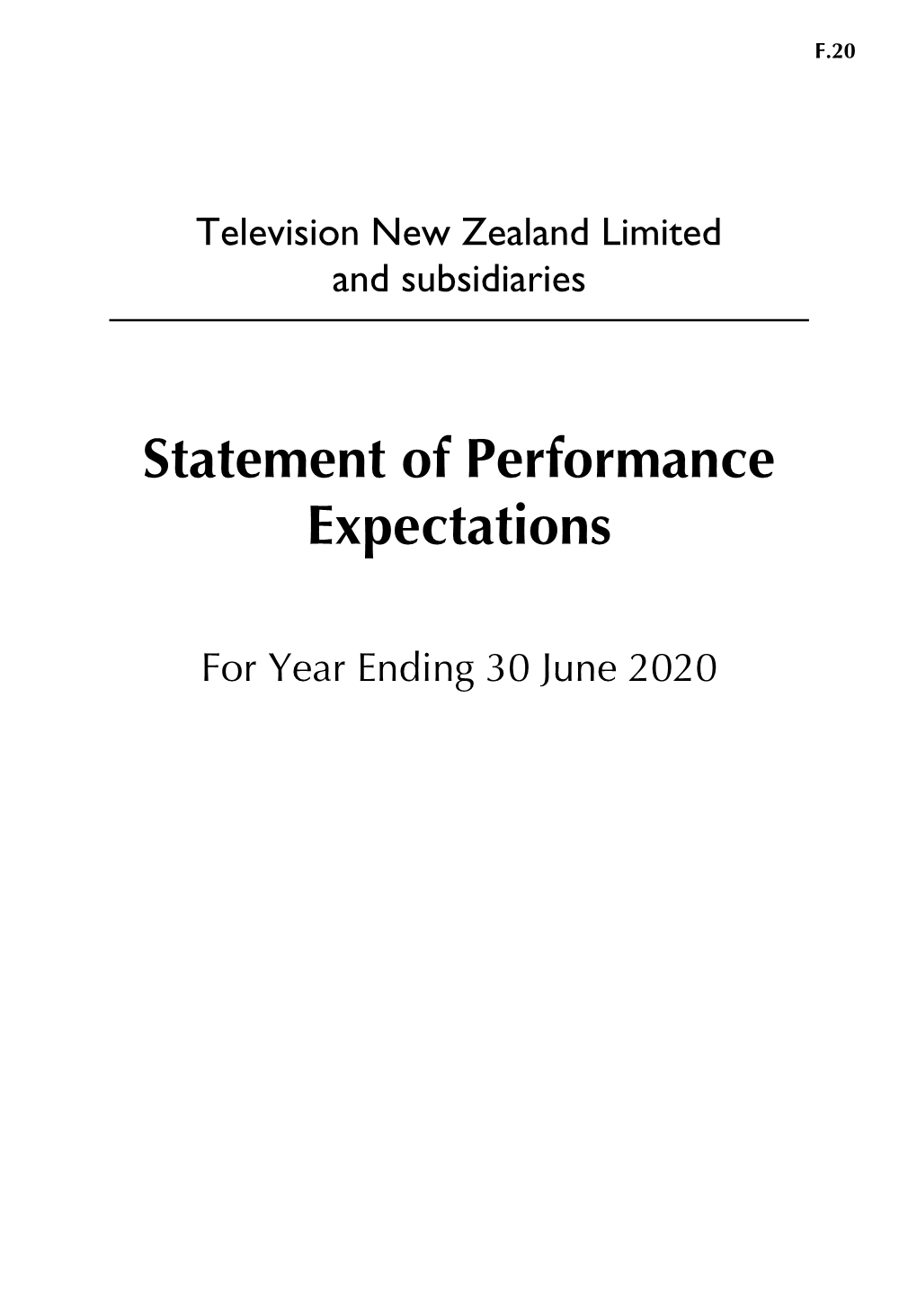 Statement of Performance Expectations