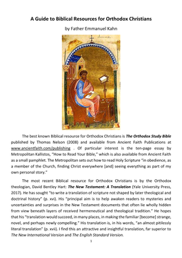 A Guide to Biblical Resources for Orthodox Christians by Father Emmanuel Kahn