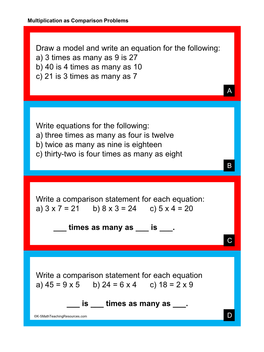 Multiplication As Comparison Problems