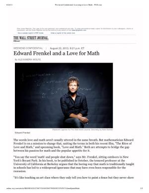 Edward Frenkel and a Love for Math