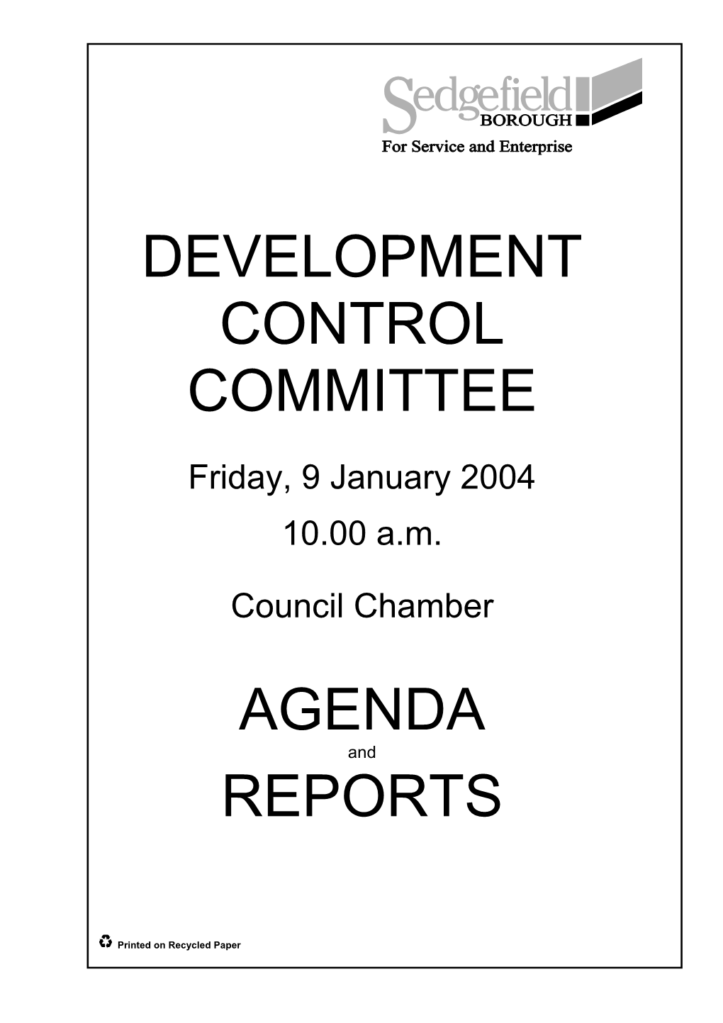 Development Control Committee Agenda Reports