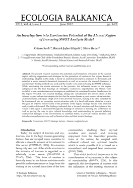 An Investigation Into Eco-Tourism Potential of the Alamut Region of Iran Using SWOT Analysis Model
