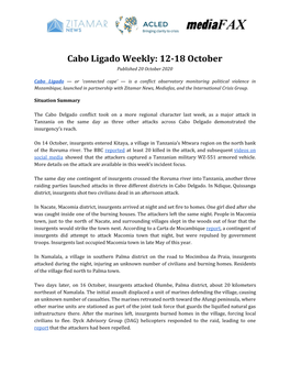 Cabo Ligado Weekly: 12-18 October Published 20 October 2020