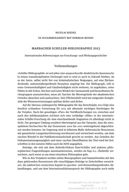 Marbacher Schiller-Bibliographie 2013