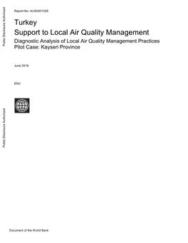 Turkey Support to Local Air Quality Management Diagnostic Analysis of Local Air Quality Management Practices