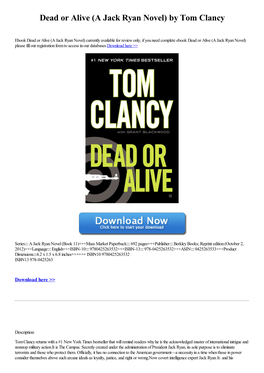 Download Dead Or Alive (A Jack Ryan Novel) by Tom Clancy